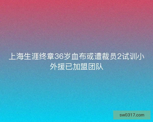 上海生涯终章36岁血布或遭裁员2试训小外援已加盟团队 上海生涯终章36岁血布或遭裁员2试训小外援已加盟团队