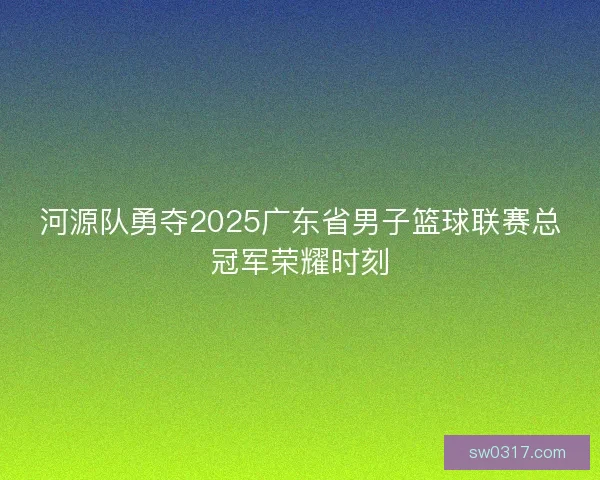 河源队勇夺2025广东省男子篮球联赛总冠军荣耀时刻