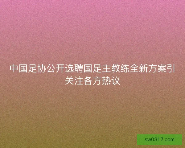 中国足协公开选聘国足主教练全新方案引关注各方热议